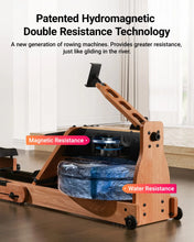 Load image into Gallery viewer, MERACH Rowing Machine Foldable Wooden Water Electromagnetic Rower