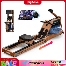 Load image into Gallery viewer, MERACH Rowing Machine Foldable Wooden Water Electromagnetic Rower