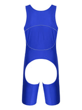 Load image into Gallery viewer, Men's Sleeveless High Cut Wrestling Singlet Shorts Tights Bodysuit Weightlifting Outfit