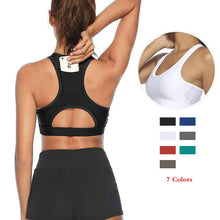 Load image into Gallery viewer, Women Workout Tank Top Gym Stretch Phone Pocket Hollow Yoga Sports Running Bra