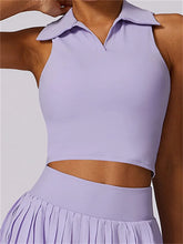 Load image into Gallery viewer, Sport Tank Top Nude Tight Turn Down Collar Polo Shirt Tennis Clothes Women's