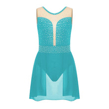 Load image into Gallery viewer, Children Mesh Skating Skirted Bodysuit