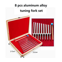 Load image into Gallery viewer, 8pcs Tuning Forks Set Healing Chakra Steel Aluminum Tuning Fork