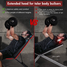 Load image into Gallery viewer, Adjustable Weight Bench 7-Level Foldable with Extended Headrest
