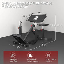Load image into Gallery viewer, 2-IN-1 Preacher Curl Bench Hyperextension Roman Chair