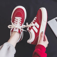 Load image into Gallery viewer, Hot sale Retro Red Canvas Shoes Women Fashion Low Top Women's Vulcanized Shoes Flats Comfort Lace-Up Skateboard Sneakers