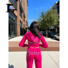 Load image into Gallery viewer, LMY Juicy Tracksuit Women tracksuit suit velvet zipper sweatshirt and pantsTwo Piece Jogging Set