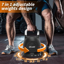 Load image into Gallery viewer, 7 in 1 Adjustable Kettlebell 5-44lbs Adjustable Kettlebell
