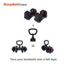 Load image into Gallery viewer, Suupkol Kettlebell Grip - Convert Dumbbells into Kettle and Barbell for Home Gym