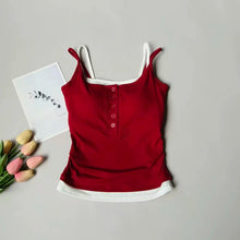 Load image into Gallery viewer, Yoga Tank Top, One-piece Mock Two-piece Sports Tank Top With Push-up Bra