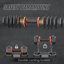 Load image into Gallery viewer, Adjustable 55LB 5-in-1 Dumbbell Set with Anti-Slip Metal Handle