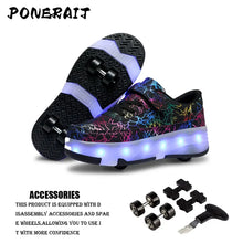 Load image into Gallery viewer, Men's Detachable 4 Wheel Roller Skates Shoes New Sneakers With LED For Men