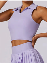 Load image into Gallery viewer, Sport Tank Top Nude Tight Turn Down Collar Polo Shirt Tennis Clothes Women's