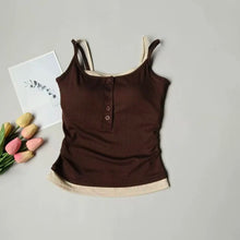 Load image into Gallery viewer, Yoga Tank Top, One-piece Mock Two-piece Sports Tank Top With Push-up Bra