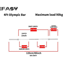 Load image into Gallery viewer, Barbell Bar for 2 Olympic Plates, Home Gym Weightlifting Bar