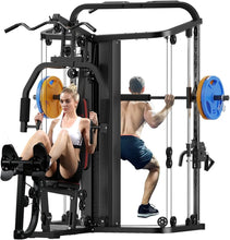 Load image into Gallery viewer, Home Gym System Workout Station,Smith Machine with 138LB Weight Stack, Leg Press
