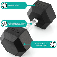 Load image into Gallery viewer, Rubber Hex Dumbbell Hand Weight