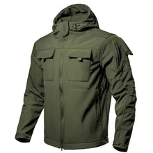 Load image into Gallery viewer, Men's Winter Autumn SoftShell Fleece Waterproof Jackets Cargo Hood Coats Fishing Hiking