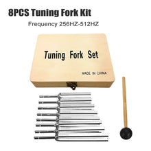Load image into Gallery viewer, 8pcs Tuning Forks Set Healing Chakra Steel Aluminum Tuning Fork
