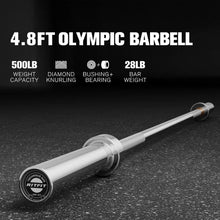 Load image into Gallery viewer, 4.8ft Barbell for Strength and Weightlifting Training - 2 Inch Bar for Squat, Deadlift, Curl, Bench Press, Overhead Pres