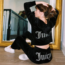 Load image into Gallery viewer, LMY Juicy Tracksuit Women tracksuit suit velvet zipper sweatshirt and pantsTwo Piece Jogging Set