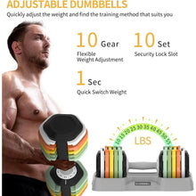 Load image into Gallery viewer, 55 lbs Pair Adjustable Dumbbells Set,