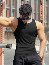 Load image into Gallery viewer, Men vest Elasticity stripe Round Neck Slim Fit Sleeveless T-Shirt