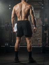 Load image into Gallery viewer, Men's 2 in 1 Running Workout Short with Phone Pocket Towel Loop