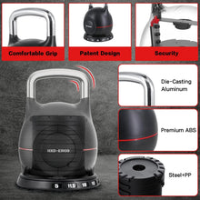 Load image into Gallery viewer, Kettlebell Weight Set-Quickly Adjusts 7 Weights(5lb-44lb)