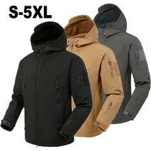 Load image into Gallery viewer, Men's Autumn Winter SoftShell Fleece Waterproof Jackets Male Hood Coats Fishing Hiking