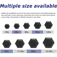 Load image into Gallery viewer, Hex Dumbbell Rubber Encased Dumbbell Strength Training Hex Dumbbell