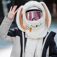 Load image into Gallery viewer, Winter Wool Ski Hat Scarf Warm Ski Helmet Cover Comfortable Soft Casual Cartoon Cute Bunny Ears