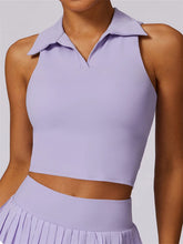 Load image into Gallery viewer, Sport Tank Top Nude Tight Turn Down Collar Polo Shirt Tennis Clothes Women's