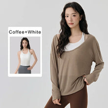 Load image into Gallery viewer, Autumn Winter Women's High-end Sense Layered Two-piece Set Breathable Pilates with Chest Pad
