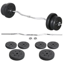 Load image into Gallery viewer, Renwick 55lb Barbell Dumbbell Weightlifting Set Black