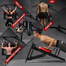 Load image into Gallery viewer, Wall Mounted Power Tower Pull Up Bar Station Workout Dip Station,Multi-Function