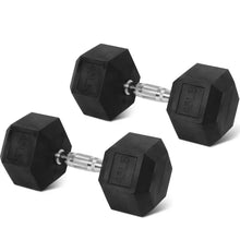 Load image into Gallery viewer, BalanceFrom Rubber Encased Hex Dumbbells, 45 lbs Pair, Black