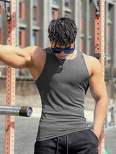 Load image into Gallery viewer, Men vest Elasticity stripe Round Neck Slim Fit Sleeveless T-Shirt