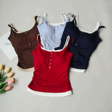 Load image into Gallery viewer, Yoga Tank Top, One-piece Mock Two-piece Sports Tank Top With Push-up Bra