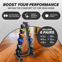 Load image into Gallery viewer, Neoprene Dumbbell Free Hand Weight Set with Storage Rack