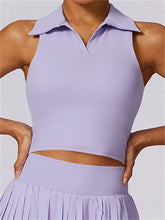 Load image into Gallery viewer, Sport Tank Top Nude Tight Turn Down Collar Polo Shirt Tennis Clothes Women's