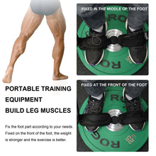 Load image into Gallery viewer, Double Feet Tibialis Trainer Strap Leg Workout for Barbell Plates with Foot Pad Calf Raise Machine