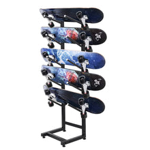 Load image into Gallery viewer, Single/Double Sided Skateboard Rack, 5-Tier Metal Skate Board Organizer