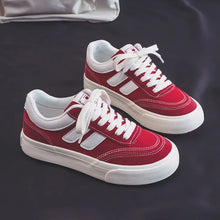 Load image into Gallery viewer, Hot sale Retro Red Canvas Shoes Women Fashion Low Top Women's Vulcanized Shoes Flats Comfort Lace-Up Skateboard Sneakers