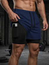 Load image into Gallery viewer, Men's 2 in 1 Running Workout Short with Phone Pocket Towel Loop