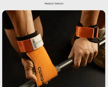 Load image into Gallery viewer, 1Pair Cowhide Weightlifting Gloves Deadlift Grip Pads for Fitness Gym Fitness Wrist Straps
