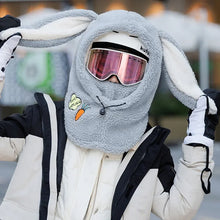 Load image into Gallery viewer, Winter Wool Ski Hat Scarf Warm Ski Helmet Cover Comfortable Soft Casual Cartoon Cute Bunny Ears