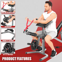 Load image into Gallery viewer, 900LBS Adjustable Weight Bench Press with Leg Extension and Preacher Curl Pad