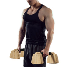 Load image into Gallery viewer, Pull Up Stand Handles Wooden Push Up Bar Beech