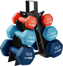 Load image into Gallery viewer, Neoprene Dumbbell Free Hand Weight Set with Storage Rack